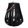 Lanterna di rattan ALVARU, con vetro per candela, manico, nero, 31cm, Ø24cm