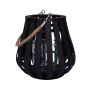 Lanterna di rattan ALVARU, con vetro per candela, manico, nero, 22cm, Ø21cm