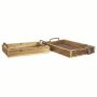 Vassoio industriale in legno NEVA con manico, 2 pezzi, marrone-nero, 20x31x5cm, 25,5x36x5cm