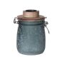 Vetro con tappo mecanico ANNEDORE con portacandela tealight, effetto brina, verde petrolio, 15,5 cm, Ø10,5 cm