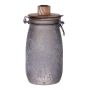 Vetro con tappo mecanico ANNEDORE con portacandela a bastoncino, effetto brina, grigio, 24,5 cm, Ø11,5 cm