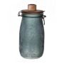 Vetro con tappo mecanico ANNEDORE con portacandela a bastoncino, effetto brina, verde petrolio, 24,5cm, Ø11,5cm