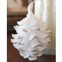 Ciondolo acrilico di pigna di abete CATHARINA, glitter, bianco-argento, 9cm, Ø7cm