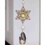 Ciondolo acrilico di fiore di ghiaccio ZERA, goccia, glitter, verde-oro, 16cm, Ø6cm