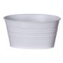 Vaso ovale in zinco MICOLATO con scanalature, bianco, 19x13,5x10cm