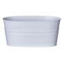 Vaso ovale in zinco MICOLATO con scanalature, bianco, 25x13x11,5cm