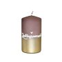 Candela a pilastro JARDENA con scritta, Lieblingsmensch (persona preferita), marrone-oro, 13cm, Ø7cm, 52h