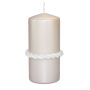 Candela a colonna JULIETTA con anello in seta, crema, 15 cm, Ø7 cm, 63h