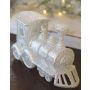 Ciondolo acrilico di locomotiva GEREON, glitter, bianco-argento, 12x7cm