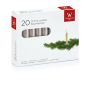 Candele lunghe MEDIALA, 20 pezzi, argento, 9,6cm, Ø1,3cm, 1,5h