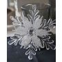 Ciondolo acrilico di fiore di ghiaccio GEORGINA, glitter, trasparente-argento-bianco, Ø14cm
