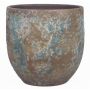 Vaso rustico in ceramica TSCHIL, sfumatura di colore, marrone-verde, 16cm, Ø17cm