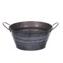 Piccola vaschetta in zinco KONNY con manici, grigio-bianco, 9cm, Ø18cm