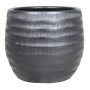 Vaso da piante in ceramica TIAM con scanalature, nero-opaco, 11cm, Ø14cm