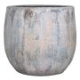 Fioriera in ceramica MORTAZA granulato, blu-beige, 17cm, Ø19cm