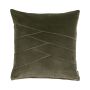 Cuscino in velluto NOELANI, cuciture decorative angolate, verde oliva, 45x45cm
