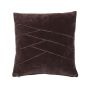 Cuscino in velluto NOELANI, cuciture decorative diagonali, marrone cioccolato, 45x45cm