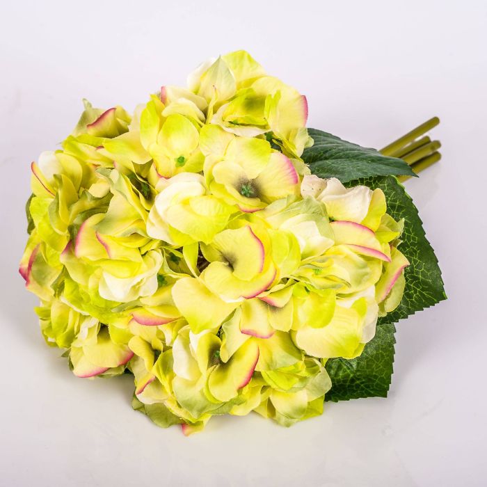 Bouquet di ortensie artificiali KLARA, giallo-verde, 30cm, Ø18cm