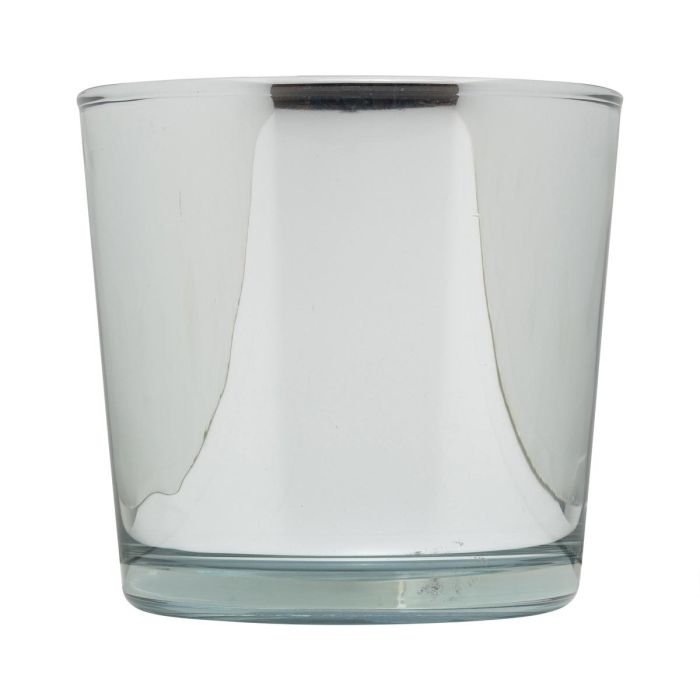 Matches21 Vaso Rotondo In Ceramica Cromo Lucido – Moderno Ø11x12 Cm – Fioriera Argento