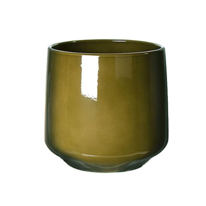 Vaso Portafiori moderno anfora ceramica con sfumature di tortora lucido
