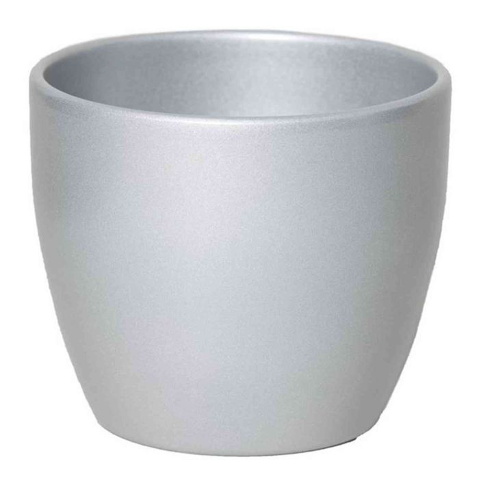 INNA-Glas Vaso Da Fiori In Ceramica, Colore Argento, Forma Conica, 17x14 Cm - Ideale Per Orchidee Phalaenopsis - 3