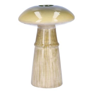 Portafiori di ceramica PELISCHA, a forma di fungo, verde-crema, 15cm, Ø10cm