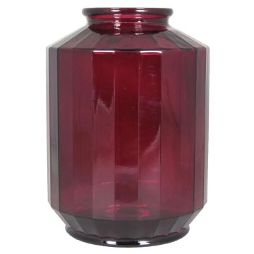 Vaso di vetro decorativo LOANA, rosso-trasparente, 35cm, Ø25cm, 12L