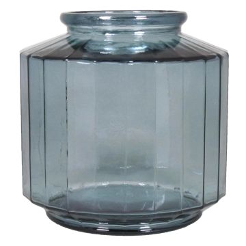 Vaso di vetro decorativo LOANA, blu-trasparente, 23cm, Ø23cm, 4L