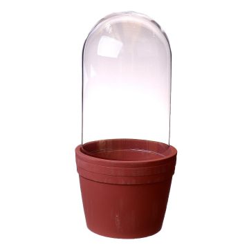Vaso da piante ALKMUND con coperchio in vetro, ceramica, marrone-trasparente, 30cm, Ø14cm