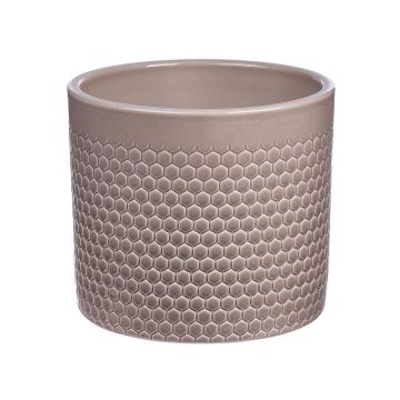 Vaso da piante in ceramica CINZIA, motivo a puntini, grigio chiaro, 12,3 cm, Ø13,5 cm