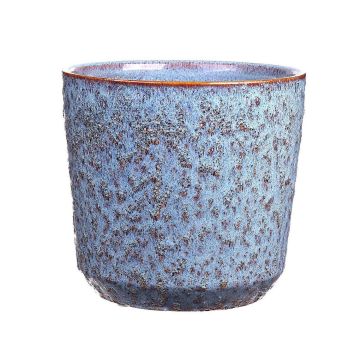 Fioriera NANDINO con struttura, ceramica, blu-marrone, 16cm, Ø17cm