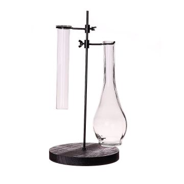 Bicchiere decorativo da laboratorio AUDREY con supporto, trasparente-nero, 17x17x35cm