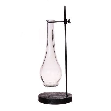 Bicchiere decorativo da laboratorio AUDREY con supporto, trasparente-nero, 13x13x35cm