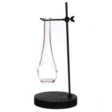 Bicchiere decorativo da laboratorio AUDREY con supporto, trasparente-nero, 12x12x28cm