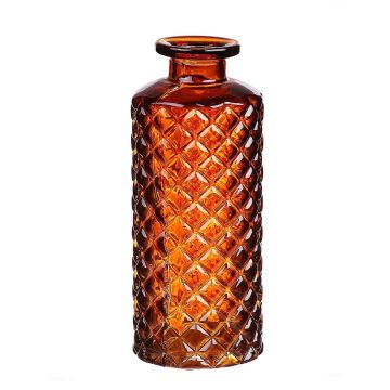 Bottiglia in vetro EMANUELA, motivo a rombi, arancio-marrone-trasparente, 13,2cm, Ø5,2cm