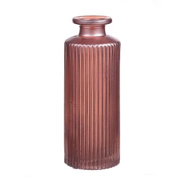 Bottiglia in vetro EMANUELA, motivo scanalato, rosa-metallico, 13,2cm, Ø5,2cm