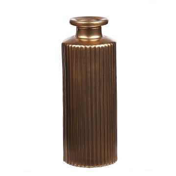 Bottiglia in vetro EMANUELA, motivo a scanalature, oro-metallizzato, 13,2cm, Ø5,2cm