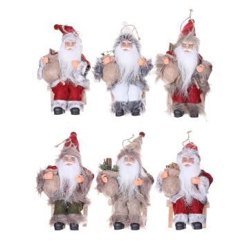 Ciondolo di Babbo Natale CHRISTER, 6 pezzi, sedia, sacco regali, multicolore, 11x10x15cm