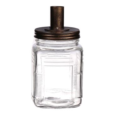 Portacandela NENEKONI su bottiglia di vetro, bronzo-trasparente, 18,5cm, Ø9,5cm