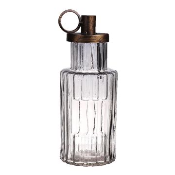 Portacandela NENEKONI su bottiglia di vetro, manico, motivo, trasparente-bronzo, 26cm, Ø10cm