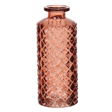 Bottiglia in vetro EMANUELA, motivo a diamante, marrone-trasparente, 13,2cm, Ø5,2cm