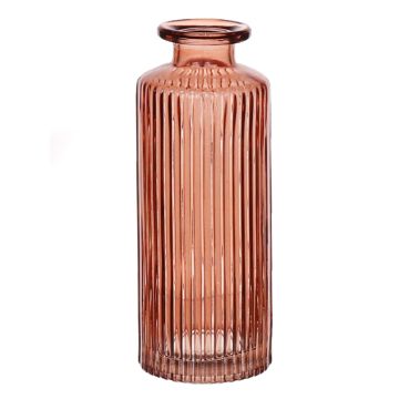 Bottiglia in vetro EMANUELA, motivo a scanalature, marrone-trasparente, 13,2cm, Ø5,2cm