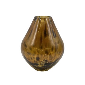 Vaso di vetro tondeggiante RUSSELL, motivo leopardato, marrone-trasparente, 22cm, Ø17cm