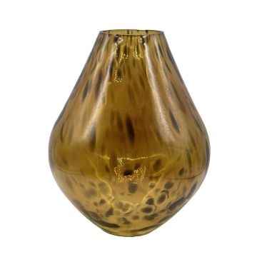 Vaso di vetro tondeggiante RUSSELL, motivo leopardato, marrone trasparente, 28cm, Ø23cm