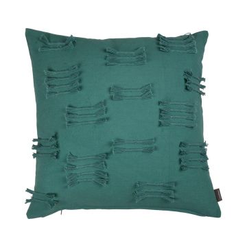 Cuscino decorativo ANISHA, blu petrolio, con volant, 45x45cm