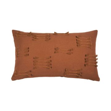 Cuscino decorativo ANISHA, marrone caffè, con volant, 50x30cm