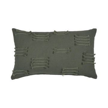 Cuscino decorativo ANISHA, verde erba, con volant, 50x30cm