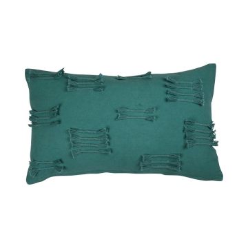 Cuscino decorativo ANISHA, blu petrolio, con volant, 50x30cm