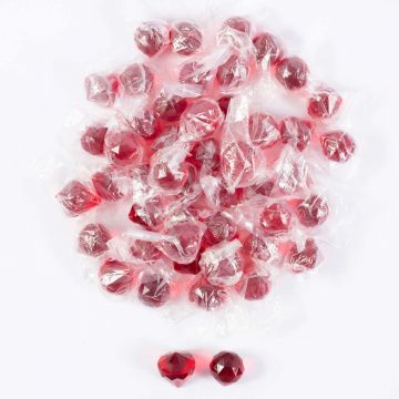 Pietre decorative acriliche ciondolo LUVANA, palla di diamanti, 48 pezzi, rosso, 3cm