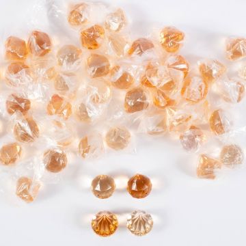 Ciondolo con pietre deco acriliche LUVANA, palla di diamanti, 48 pezzi, albicocca-arancio, 4cm